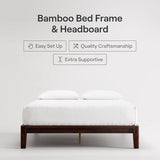 Nectar Bamboo Platform Bed Frame - California King - Walnut - Floating Center Support Legs - 12” Height - Tool Free Set Up - Contemporary - Sturdy Wooden Support Slats - Holds Up to 800 Pounds Nectar