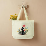 ERKOON Canvas Tote Bag Embroidery Kit for Beginners, Floral Arts Crafts Cross Stitch Kits for Adults Including Stamped Embroidery Bag with Hoops, Needle, Instruction and Color Threads (Cat)