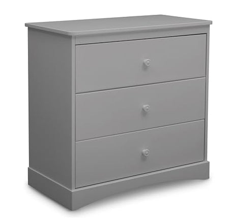 Delta Children Sutton 3 Drawer Dresser with Changing Top and Interlocking Drawers - Greenguard Gold Certified, Grey Delta Children