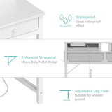 Lufeiya Small White Desk with Fabric Drawers for Bedroom, 32 inch Vanity Makeup Desk with Drawers Storage for Home Office, Writing Study Table with Power Outlet & Monitor Stand, White Lufeiya