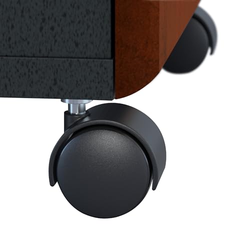 Bush Business Furniture Series A 3 Drawer Mobile File Cabinet in Hansen Cherry & Galaxy - Assembled, Rolling Document Storage for Home or Professional Office Bush Business Furniture