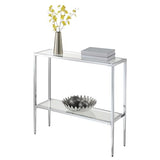 Convenience Concepts Nadia Chrome Entryway Table 31.5" - Contemporary Modern Sofa Console Table with Storage Shelf, Narrow Minimalist Hall Table for Living Room, Bedroom, Bathroom, Glass/Chrome Convenience Concepts