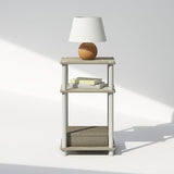 Furinno Just 3-Tier Turn-N-Tube Open Storage Nightstand, 1-Pack, Plastic Poles, Sonoma Oak/White Furinno