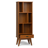 SIMPLIHOME Draper SOLID HARDWOOD 22 Inch Mid Century Modern Bookcase and Storage Unit in Teak Brown, For the Living Room, Study Room and Office SIMPLIHOME