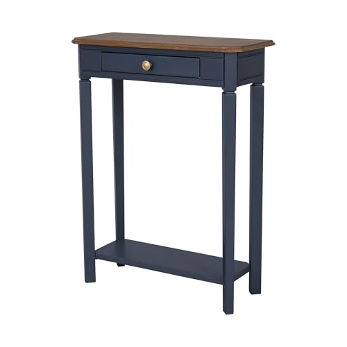 East at Main Marnie Console Table – 23.75” Wide Navy Blue Entryway Table with Storage Drawer & Shelf – Slim Accent for Hallways, Foyers, Living Rooms and Small Spaces – Handcrafted Bayur Wood East at Main