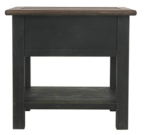 Signature Design by Ashley Tyler Creek Rustic End Table with Storage Drawer and Fixed Shelf, Brown & Black