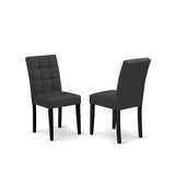 East West Furniture DUAS6-BLK-12 6 Piece Dinner Table Set Contain A Kitchen Table and a Dining Bench 4 Dark Gray Polyester Fabric Person Chairs with Stylish Back- Black Finish East West Furniture