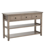 Karl home Console Table Entryway Desk, Sofa Side Table with 3 Drawers 2 Bottom Storage Shelves, Vintage TV Stand for Hallway Living Room Office, Wash Grey 29.9" H Karl home