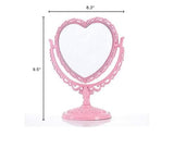 JDPEYI-Pink Heart Shaped Mirror - Coquette Room Decor for Desk & Vanity -Double-Sided Rotatable Cute Magnifying Mirror with Stand JDPEYI