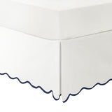Lush Decor Coastal Chic Scalloped Edge Linen-Textured Bed Skirt Single, King Navy & White - White Bed Skirt King Size - Coastal Decor - Wrap Around Bed Skirt Lush Decor