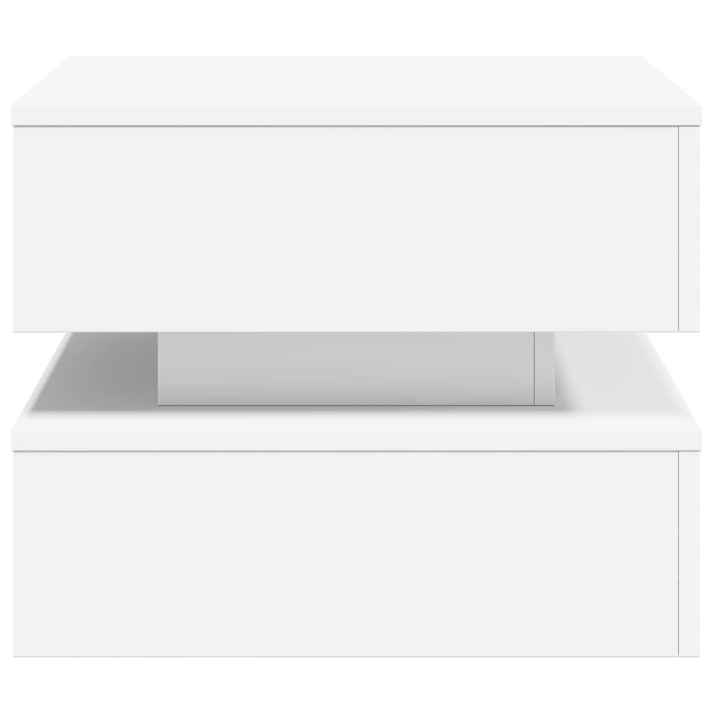 vidaXL Coffee Table - Modern LED Accent Desk/Living Room Furniture - White Engineered Wood - 19.7" x 19.7" x 15.7" - Sturdy, Versatile, USB Connector vidaXL