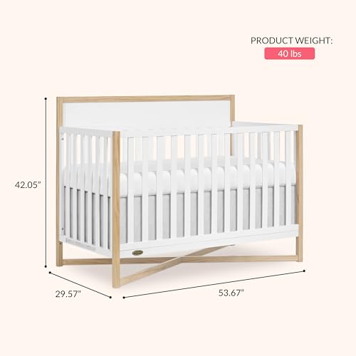 Dream On Me Owen 5-in-1 Convertible Full-Size Baby Crib in Vintage White Oak, GreenGuard Gold & BSA, Converts to Toddler, Day, & Full-Size Bed Non-Toxic Paint, Safe Sleep Environment