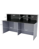 Gguileb Modern Reception Desk, Solid Wood Reception Desk with Counter, Check Out Stand, Retail Checkout Counter for Office, Store, Beauty Salon (Grey+Texture, 78.7in) Gguileb