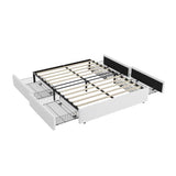 Allewie Full Size Bed Frame with 4 Oversized Storage Drawers, Soft Teddy Fabric, Boucle Upholstered Platform Bed, Wooden Slats Support, Noise-Free, No Box Spring Needed, Easy Assembly, White Allewie