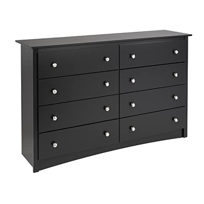 Prepac Sonoma 8 Drawer Double Dresser for Bedroom, 15.75" D x 59" W x 36.25" H, Black - WoodArtSupply