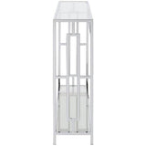 Convenience Concepts Town Square Chrome Console Table 42" - Contemporary Modern Sofa Table with Storage Shelf, Narrow Entryway Hall Table for Living Room, Bedroom, Bathroom, Glass/Chrome Convenience Concepts