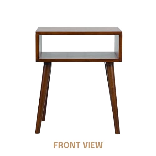 NTC Zoe Solid Wood Nightstand, Featuring Adaptable Design, 150 lbs Load Capacity, Water-Resistant, Elevate Your Space, Easy Assembly - Dark Walnut NTC