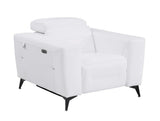 BlackJack Furniture Ferrara Top Grain Italian Leather Power Reclining Sofa Chair with USB Ports to Charge Devices, Adjustable Multi-Position Headrests, Wall Hugger Design, 41.3" W, White Blackjack Furniture