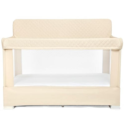 Baby Delight Lunaire Full Size Crib & Playard | Breathable Mesh Baby Crib | Tool-Free Assembly Baby Bed | 100% GOTS Certified Organic Cotton Fabric | Organic Oat