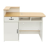 47In Reception Desk with LED Lights, L-Shaped Modern Front Table Reception Room Table with Cable Grommet & Lockable Drawers, Retail Checkout Counter for Lobby Salon Office AngelcityCC