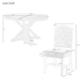 Bellemave Extendable Dining Table Set for 4, 5-Piece Round Table Set with 4 Chairs, Circle Table with Upholstered Chairs, Oval Kitchen Table Set with Extendable Table (Natural Wood Wash) Bellemave