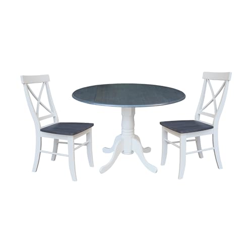 IC International Concepts Chairs Dining Table Set, White/Heather Gray - WoodArtSupply