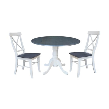 IC International Concepts Chairs Dining Table Set, White/Heather Gray - WoodArtSupply