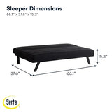 Serta® Damien 66.1" Convertible Futon Sofa, Dreamcoil® Comfort, FingerGuard® Pinch Point Protection, Woven Polyester Fabric, Black Serta