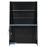 TCMILA Twin Size Loft Bed with Desk, TV Stand, LED & USB, Gaming Loft Bed with Storage Bookshelf, Space Saving, for Kids Adults Boys, Blue TCMILA