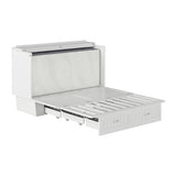 AFI, Nantucket Queen Murphy Bed Chest with Mattress, Storage Drawer and Built-In USB Charger, White AFI