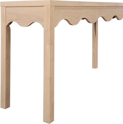 Meridian Furniture 99041Natural-S Fiora Collection Modern | Contemporary Console Table with Rich Natural Finish, Scalloped Aprons, 54" W x 16" D x 30" H, Natural Meridian Furniture