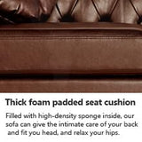 AVZEAR 60" Loveseat Sofa, Chesterfield Sofa, Mid-Century Modern PU Upholstered 2 Seater Sofa, Deep Button Tufted Living Room Sofa with Two Throw Pillows, Brown AVZEAR