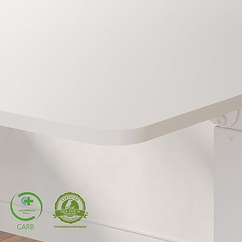 FLEXISPOT Dual Motor 4 Legs L Shaped Standing Desk Corner Desk Computer Electric Sit Stand Up Desk Height Adjustable Desk Home Office Table with Splice Board, 71x43 White FLEXISPOT