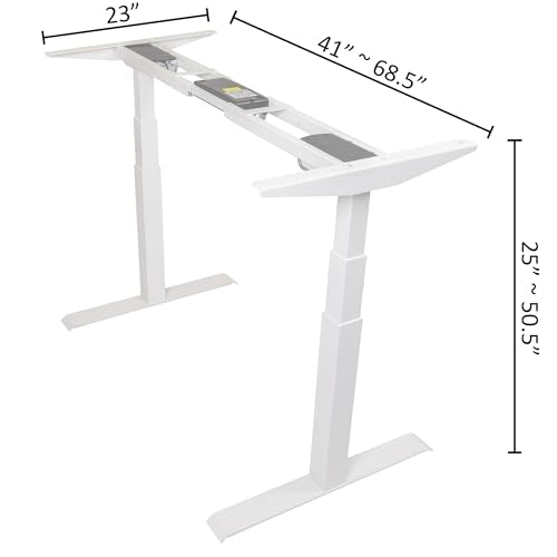 ApexDesk K Series Desk Base 3 Stage with Dual Motor Electric Adjustable Standing Desk Base Electric for Home and Office Width and Height Adjustable (White Frame only) ApexDesk