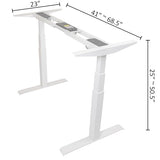 ApexDesk K Series Desk Base 3 Stage with Dual Motor Electric Adjustable Standing Desk Base Electric for Home and Office Width and Height Adjustable (White Frame only) ApexDesk