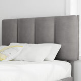 VECELO Twin Size Bed Frame with Upholstered Headboard, Heavy-Duty Bedframe with Wooden Slats & Steel Framework, Easy Assembly, Dark Grey VECELO