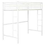 Walker Edison Timothee Urban Industrial Metal Twin over Loft Bunk Bed, Twin Size, White Walker Edison