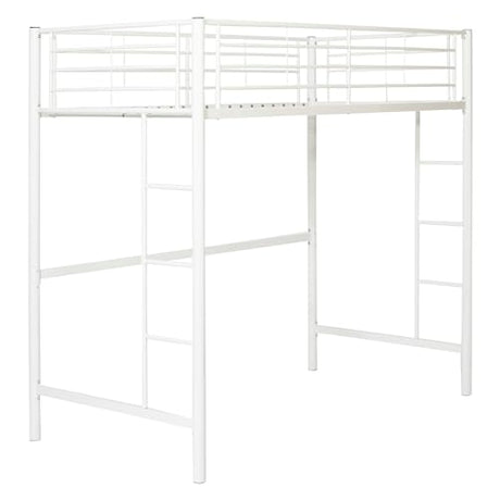 Walker Edison Timothee Urban Industrial Metal Twin over Loft Bunk Bed, Twin Size, White Walker Edison