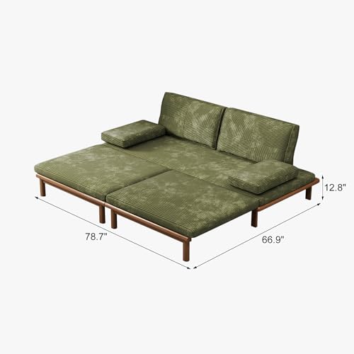 Lartis 78.7" Sofa Bed, Sleeper Pull Out Couch, Modern Couch Convertible Modern Futon for Living Room/Apartment/Bedroom, Modular Design Sofa,Full Solid Wood Frame Lartis