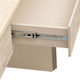 VilroCaz Unique Retro Curved Console Table with 2 Top Drawers, Versatile 59'' Long Accent Entryway Table Sofa Table for Entrance, Dinning Room, Living Room (Natural-C5) VilroCaz