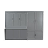 Merax Queen Size Murphy Bed Wall Bed with Closet and Wardrobe Storage for Bedroom,Gray Merax