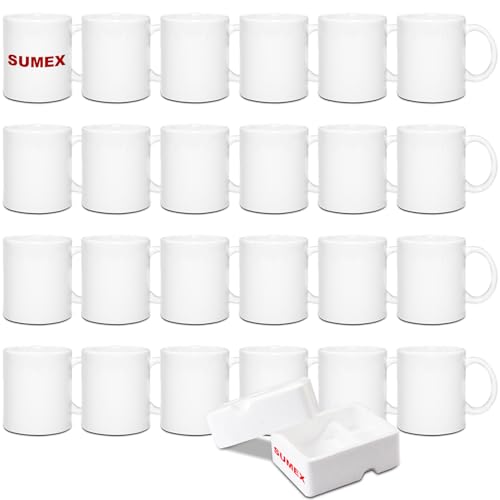 Sumex Set of 24 11oz Sublimation Blanks White Ceramic Coffee Mugs for Tea, Milk, Latte, Hot Cocoa Sumex