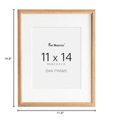 Fun Memories 11x14 Oak Picture Frame for Wall, 11x14 Frame with Matted to 8x10, Solid Wood Picture Frames for Wall Art Photo and Prints (Beige, 1 Pack) Fun Memories