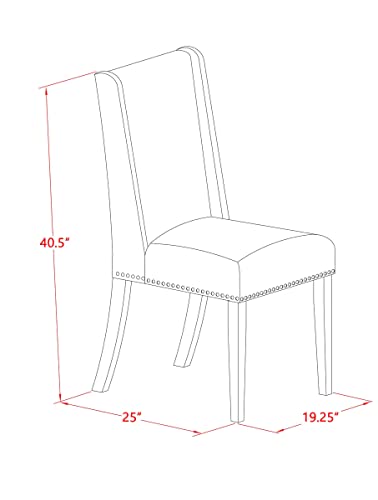 East West Furniture V-Style 9 Piece Kitchen Set Includes a Rectangle Table with V-Legs and 8 Black Linen Fabric Parsons Dining Chairs, 40x72 Inch, V677FL624-9 East West Furniture