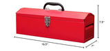 HPDMC Red Hip Roof Style Portable Steel Tool Box with Metal Latch Closure and Removable Storage Tray, 19.1" L x 6.1" W x 6.5" H HPDMC