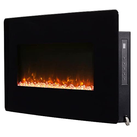 Dimplex Winslow Wall Mounted Electric Fireplace, 35" Inch, Black, 1400W - Modern Wall Electric Fireplace with Heater, Multiple Media Options, Remote Control - Slim Fireplaces for Living Room, Bedroom DIMPLEX
