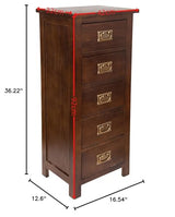 Kemtpase Modern Solid Oak Wood Dresser with 5 Drawers Narrow Chest of Tall Dresser Cabinet Storage Organiser Bedside Modern Dressers for Bedroom Kemtpase