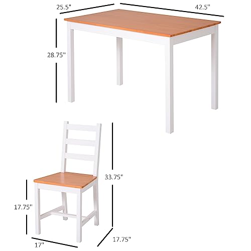 HOMCOM Dining Table Set for 4, 5 Piece Modern Kitchen Table and Chairs, Wood Dining Room Set for Small Spaces, Breakfast Nook, White HOMCOM
