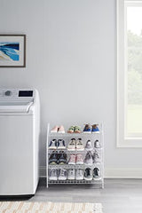 Rubbermaid 4-Tier Wire Shoe Rack, White, Simple Assemble, Storage Shelf for Organization in Bedroom/Closet Rubbermaid