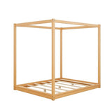 Harper & Bright Designs Queen Size Canopy Floor Bed with Support Legs, Wooden Canopy Platform Bed Frame, Natural Harper & Bright Designs